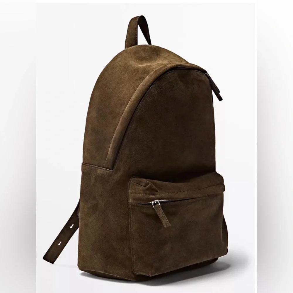 NIP- Massimo Dutti Suede Leather Backpack with Zip